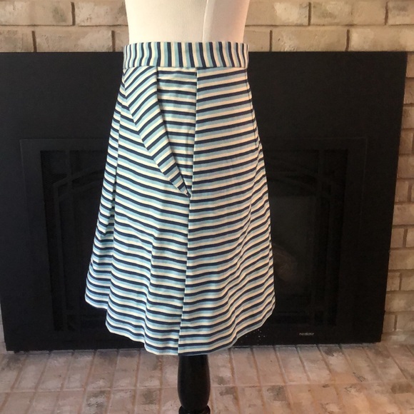 Pink Martini Blue White Stripe Front Pleats Pockets Skirt size Large - Picture 4 of 12